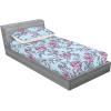 Ambesonne Floral Fitted Sheet & Pillow Sham Set, Romantic Valentine’s Day Theme Overlapping Simplistic Rose Flowers Art, Decorative Printed 3 Piece Bedding Decor Set, Calking, Pale Salmon and Blush(Soft Pink and Purpleblue)