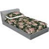 Ambesonne Floral Fitted Sheet & Pillow Sham Set, Romantic Valentine’s Day Theme Overlapping Simplistic Rose Flowers Art, Decorative Printed 3 Piece Bedding Decor Set, Calking, Pale Salmon and Blush(Evergreen and Mauve Taupe)