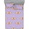 Ambesonne Floral Fitted Sheet & Pillow Sham Set, Romantic Valentine’s Day Theme Overlapping Simplistic Rose Flowers Art, Decorative Printed 3 Piece Bedding Decor Set, Calking, Pale Salmon and Blush(Pastel Brown Lavender)