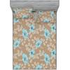 Ambesonne Floral Fitted Sheet & Pillow Sham Set, Romantic Valentine’s Day Theme Overlapping Simplistic Rose Flowers Art, Decorative Printed 3 Piece Bedding Decor Set, Calking, Pale Salmon and Blush(Pale Brown and Soft Blue)
