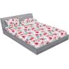 Ambesonne Floral Fitted Sheet & Pillow Sham Set, Romantic Valentine’s Day Theme Overlapping Simplistic Rose Flowers Art, Decorative Printed 3 Piece Bedding Decor Set, Calking, Pale Salmon and Blush(Dried Rose and Slate Blue)