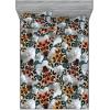Ambesonne Floral Fitted Sheet & Pillow Sham Set, Roses Lavender Eucalyptus Watercolor Valentine’s Day Romantic Concept, Decorative Printed 2 Piece Bedding Decor Set, Twinxl, Purple Grey and Off White(Pale Orange Teal Brown)