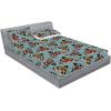 Ambesonne Floral Fitted Sheet & Pillow Sham Set, Roses Lavender Eucalyptus Watercolor Valentine’s Day Romantic Concept, Decorative Printed 2 Piece Bedding Decor Set, Twinxl, Purple Grey and Off White(Dark Peach Blue Grey)