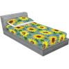 Ambesonne Floral Fitted Sheet & Pillow Sham Set, Roses Lavender Eucalyptus Watercolor Valentine’s Day Romantic Concept, Decorative Printed 2 Piece Bedding Decor Set, Twinxl, Purple Grey and Off White(Earth Yellow Forest Green)