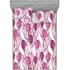 Ambesonne Floral Fitted Sheet & Pillow Sham Set, Roses Lavender Eucalyptus Watercolor Valentine’s Day Romantic Concept, Decorative Printed 2 Piece Bedding Decor Set, Twinxl, Purple Grey and Off White(Dark Magenta White)