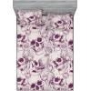 Ambesonne Floral Fitted Sheet & Pillow Sham Set, Roses Lavender Eucalyptus Watercolor Valentine’s Day Romantic Concept, Decorative Printed 2 Piece Bedding Decor Set, Twinxl, Purple Grey and Off White(Plum Pale Mauve)