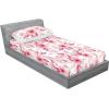 Ambesonne Floral Fitted Sheet & Pillow Sham Set, Roses Lavender Eucalyptus Watercolor Valentine’s Day Romantic Concept, Decorative Printed 2 Piece Bedding Decor Set, Twinxl, Purple Grey and Off White(Pastel Pink and Pale Fuchsia)