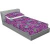 Ambesonne Floral Fitted Sheet & Pillow Sham Set, Roses Lavender Eucalyptus Watercolor Valentine’s Day Romantic Concept, Decorative Printed 2 Piece Bedding Decor Set, Twinxl, Purple Grey and Off White(Purple Olive Green)
