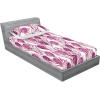 Ambesonne Floral Fitted Sheet & Pillow Sham Set, Roses Lavender Eucalyptus Watercolor Valentine’s Day Romantic Concept, Decorative Printed 2 Piece Bedding Decor Set, Twinxl, Purple Grey and Off White(Dark Magenta White)