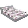 Ambesonne Floral Fitted Sheet & Pillow Sham Set, Roses Lavender Eucalyptus Watercolor Valentine’s Day Romantic Concept, Decorative Printed 2 Piece Bedding Decor Set, Twinxl, Purple Grey and Off White(Lilac Pearl Reseda Green)