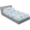 Ambesonne Floral Fitted Sheet & Pillow Sham Set, Roses Lavender Eucalyptus Watercolor Valentine’s Day Romantic Concept, Decorative Printed 2 Piece Bedding Decor Set, Twinxl, Purple Grey and Off White(Sky Blue Pale Yellow)