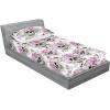 Ambesonne Floral Fitted Sheet & Pillow Sham Set, Roses Lavender Eucalyptus Watercolor Valentine’s Day Romantic Concept, Decorative Printed 2 Piece Bedding Decor Set, Twinxl, Purple Grey and Off White(Lilac Pearl Reseda Green)