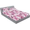 Ambesonne Floral Fitted Sheet & Pillow Sham Set, Roses Lavender Eucalyptus Watercolor Valentine’s Day Romantic Concept, Decorative Printed 2 Piece Bedding Decor Set, Twinxl, Purple Grey and Off White(Dark Magenta White)
