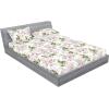 Ambesonne Floral Fitted Sheet & Pillow Sham Set, Roses Lavender Eucalyptus Watercolor Valentine’s Day Romantic Concept, Decorative Printed 2 Piece Bedding Decor Set, Twinxl, Purple Grey and Off White(Pale Pink and Laurel Green)