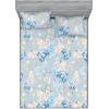Ambesonne Floral Fitted Sheet & Pillow Sham Set, Roses Lavender Eucalyptus Watercolor Valentine’s Day Romantic Concept, Decorative Printed 2 Piece Bedding Decor Set, Twinxl, Purple Grey and Off White(Sky Blue Pale Yellow)