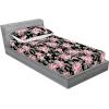 Ambesonne Floral Fitted Sheet & Pillow Sham Set, Roses Lavender Eucalyptus Watercolor Valentine’s Day Romantic Concept, Decorative Printed 2 Piece Bedding Decor Set, Twinxl, Purple Grey and Off White(Pastel Pink Hunter Green)