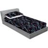 Ambesonne Floral Fitted Sheet & Pillow Sham Set, Roses Lavender Eucalyptus Watercolor Valentine’s Day Romantic Concept, Decorative Printed 2 Piece Bedding Decor Set, Twinxl, Purple Grey and Off White(Blue Grey and Dark Magenta)
