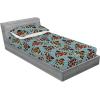 Ambesonne Floral Fitted Sheet & Pillow Sham Set, Roses Lavender Eucalyptus Watercolor Valentine’s Day Romantic Concept, Decorative Printed 2 Piece Bedding Decor Set, Twinxl, Purple Grey and Off White(Dark Peach Blue Grey)