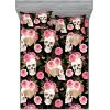 Ambesonne Floral Fitted Sheet & Pillow Sham Set, Valentine’s Day Concept Art Pastel Repetitive Roses Pattern Plot, Decorative Printed 3 Piece Bedding Decor Set, Queen, Dark Pink Blush and White(Pink Laurel Green Black)