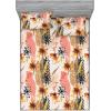 Ambesonne Floral Fitted Sheet & Pillow Sham Set, Valentine’s Day Concept Art Pastel Repetitive Roses Pattern Plot, Decorative Printed 3 Piece Bedding Decor Set, Queen, Dark Pink Blush and White(Coral Pale Camel and Blush)