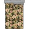 Ambesonne Floral Fitted Sheet & Pillow Sham Set, Valentine’s Day Concept Art Pastel Repetitive Roses Pattern Plot, Decorative Printed 3 Piece Bedding Decor Set, Queen, Dark Pink Blush and White(Pale Rose Laurel Green)
