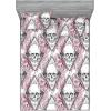 Ambesonne Floral Fitted Sheet & Pillow Sham Set, Valentine’s Day Concept Art Pastel Repetitive Roses Pattern Plot, Decorative Printed 3 Piece Bedding Decor Set, Queen, Dark Pink Blush and White(Blush White and Charcoal Grey)
