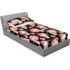 Ambesonne Floral Fitted Sheet & Pillow Sham Set, Valentine’s Day Concept Art Pastel Repetitive Roses Pattern Plot, Decorative Printed 3 Piece Bedding Decor Set, Queen, Dark Pink Blush and White(Pink Laurel Green Black)