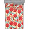 Ambesonne Floral Fitted Sheet & Pillow Sham Set, Valentine’s Day Concept Art Pastel Repetitive Roses Pattern Plot, Decorative Printed 3 Piece Bedding Decor Set, Queen, Dark Pink Blush and White(Dark Salmon and Slate Blue)