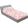 Ambesonne Floral Fitted Sheet & Pillow Sham Set, Valentine’s Day Concept Art Pastel Repetitive Roses Pattern Plot, Decorative Printed 3 Piece Bedding Decor Set, Queen, Dark Pink Blush and White(Dark Pink Blush and White)