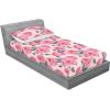 Ambesonne Floral Fitted Sheet & Pillow Sham Set, Valentine’s Day Concept Art Pastel Repetitive Roses Pattern Plot, Decorative Printed 3 Piece Bedding Decor Set, Queen, Dark Pink Blush and White(Dark Pink and Cadet Blue)