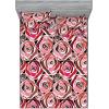 Ambesonne Floral Fitted Sheet & Pillow Sham Set, Valentine’s Day Concept Art Pastel Repetitive Roses Pattern Plot, Decorative Printed 3 Piece Bedding Decor Set, Queen, Dark Pink Blush and White(Dark Pink and Redbrown)