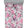 Ambesonne Floral Fitted Sheet & Pillow Sham Set, Valentine’s Day Concept Art Pastel Repetitive Roses Pattern Plot, Decorative Printed 3 Piece Bedding Decor Set, Queen, Dark Pink Blush and White(Pink Violet and Pale Grey)