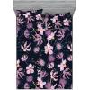 Ambesonne Floral Fitted Sheet & Pillow Sham Set, Valentine’s Day Concept Art Pastel Repetitive Roses Pattern Plot, Decorative Printed 3 Piece Bedding Decor Set, Queen, Dark Pink Blush and White(Navy Blue and Soft Pink)
