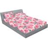 Ambesonne Floral Fitted Sheet & Pillow Sham Set, Valentine’s Day Concept Art Pastel Repetitive Roses Pattern Plot, Decorative Printed 3 Piece Bedding Decor Set, Queen, Dark Pink Blush and White(Dark Pink and Cadet Blue)