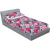Ambesonne Floral Fitted Sheet & Pillow Sham Set, Valentine’s Day Concept Art Pastel Repetitive Roses Pattern Plot, Decorative Printed 3 Piece Bedding Decor Set, Queen, Dark Pink Blush and White(Raspberry Laurel Green)