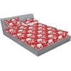 Ambesonne Floral Fitted Sheet & Pillow Sham Set, Valentine’s Day Concept Art Pastel Repetitive Roses Pattern Plot, Decorative Printed 3 Piece Bedding Decor Set, Queen, Dark Pink Blush and White(Dark Pink and Pale Grey)