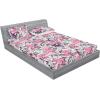 Ambesonne Floral Fitted Sheet & Pillow Sham Set, Valentine’s Day Concept Art Pastel Repetitive Roses Pattern Plot, Decorative Printed 3 Piece Bedding Decor Set, Queen, Dark Pink Blush and White(Pink Violet and Pale Grey)