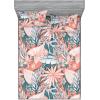Ambesonne Floral Fitted Sheet & Pillow Sham Set, Valentine’s Day Concept Art Pastel Repetitive Roses Pattern Plot, Decorative Printed 3 Piece Bedding Decor Set, Queen, Dark Pink Blush and White(Coral Dark Cadet Blue)