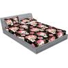 Ambesonne Floral Fitted Sheet & Pillow Sham Set, Valentine’s Day Concept Art Pastel Repetitive Roses Pattern Plot, Decorative Printed 3 Piece Bedding Decor Set, Queen, Dark Pink Blush and White(Pink Laurel Green Black)