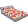 Ambesonne Floral Fitted Sheet & Pillow Sham Set, Valentine’s Day Concept Art Pastel Repetitive Roses Pattern Plot, Decorative Printed 3 Piece Bedding Decor Set, Queen, Dark Pink Blush and White(Dark Salmon and Slate Blue)