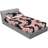 Ambesonne Floral Fitted Sheet & Pillow Sham Set, Valentine’s Day Concept Art Pastel Repetitive Roses Pattern Plot, Decorative Printed 3 Piece Bedding Decor Set, Queen, Dark Pink Blush and White(Pink Laurel Green and Black)