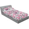 Ambesonne Floral Fitted Sheet & Pillow Sham Set, Valentine’s Day Concept Art Pastel Repetitive Roses Pattern Plot, Decorative Printed 3 Piece Bedding Decor Set, Queen, Dark Pink Blush and White(Pink Violet and Pale Grey)