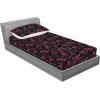 Ambesonne Floral Fitted Sheet & Pillow Sham Set, Valentine’s Day Romantic Concept Watercolor Hydrangeas Roses Birds, Decorative Printed 3 Piece Bedding Decor Set, Calking, Soft Pink Pistachio Green(Red Blue Grey Dark Grey)