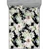 Ambesonne Floral Fitted Sheet & Pillow Sham Set, Valentine’s Day Romantic Concept Watercolor Hydrangeas Roses Birds, Decorative Printed 3 Piece Bedding Decor Set, Calking, Soft Pink Pistachio Green(Laurel Green Black White)