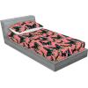 Ambesonne Floral Fitted Sheet & Pillow Sham Set, Valentine’s Day Romantic Concept Watercolor Hydrangeas Roses Birds, Decorative Printed 3 Piece Bedding Decor Set, Calking, Soft Pink Pistachio Green(Pastel Pink Forest Green)
