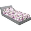 Ambesonne Floral Fitted Sheet & Pillow Sham Set, Valentine’s Day Romantic Concept Watercolor Hydrangeas Roses Birds, Decorative Printed 3 Piece Bedding Decor Set, Calking, Soft Pink Pistachio Green(Pale Fuchsia Reseda Green)
