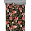Ambesonne Floral Fitted Sheet & Pillow Sham Set, Valentine’s Day Romantic Concept Watercolor Hydrangeas Roses Birds, Decorative Printed 3 Piece Bedding Decor Set, Calking, Soft Pink Pistachio Green(Dark Coral and Fern Green)