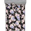 Ambesonne Floral Fitted Sheet & Pillow Sham Set, Valentine’s Day Romantic Concept Watercolor Hydrangeas Roses Birds, Decorative Printed 3 Piece Bedding Decor Set, Calking, Soft Pink Pistachio Green(Soft Pink Pistachio Green)