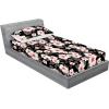 Ambesonne Floral Fitted Sheet & Pillow Sham Set, Valentine’s Day Romantic Concept Watercolor Hydrangeas Roses Birds, Decorative Printed 3 Piece Bedding Decor Set, Calking, Soft Pink Pistachio Green(Blush Reseda Green)