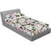 Ambesonne Floral Fitted Sheet & Pillow Sham Set, Valentine’s Day Romantic Concept Watercolor Hydrangeas Roses Birds, Decorative Printed 3 Piece Bedding Decor Set, Calking, Soft Pink Pistachio Green(Soft Pink Pale Green)